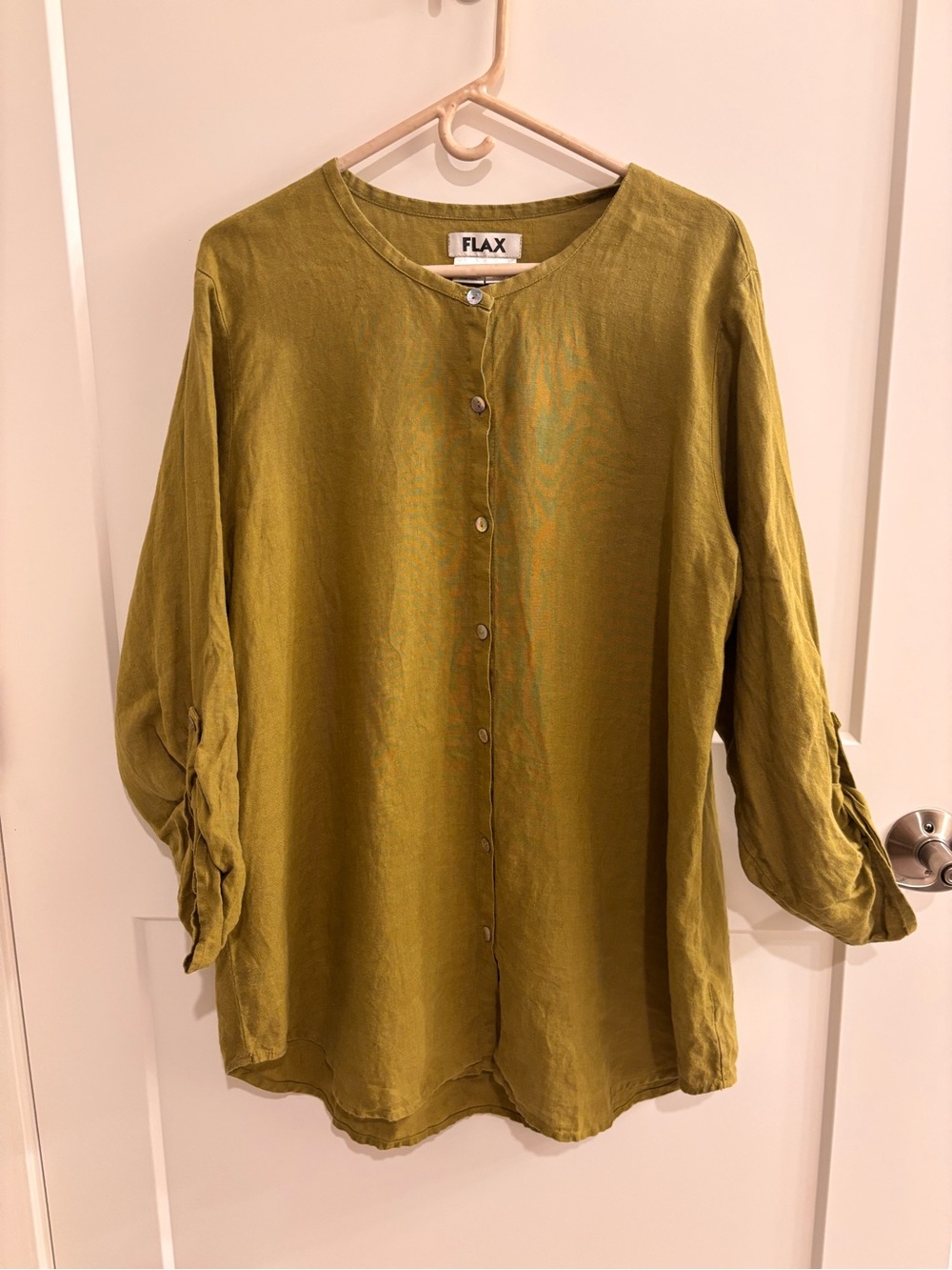 Flax linen button up shirt, women’s M